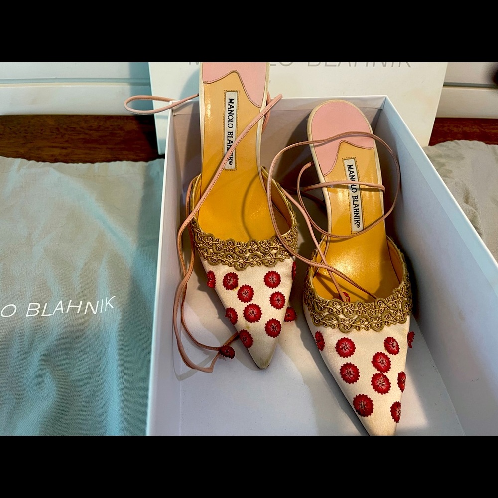 Manolo Blahnik ankle tie heels